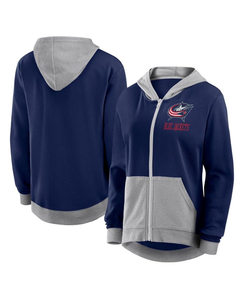 Women's Navy Columbus Blue Jackets Hit It French Terry Full-Zip Hoodie