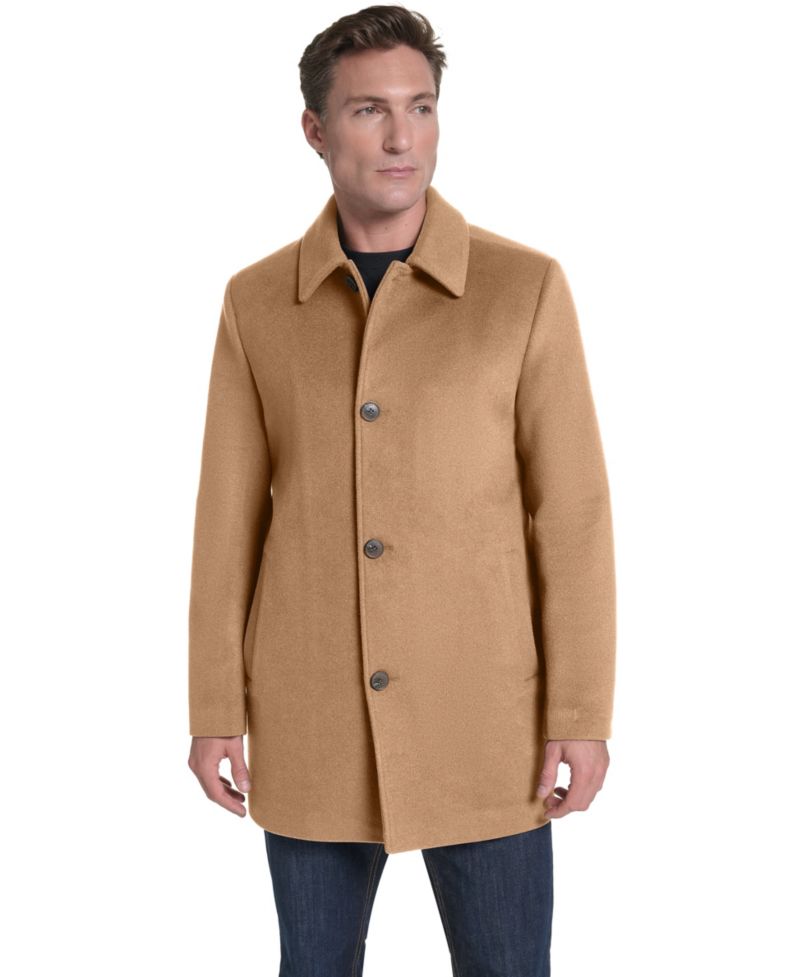 Men's Regular-Fit Cashmere-Wool Blend Single-Breasted Car Coat