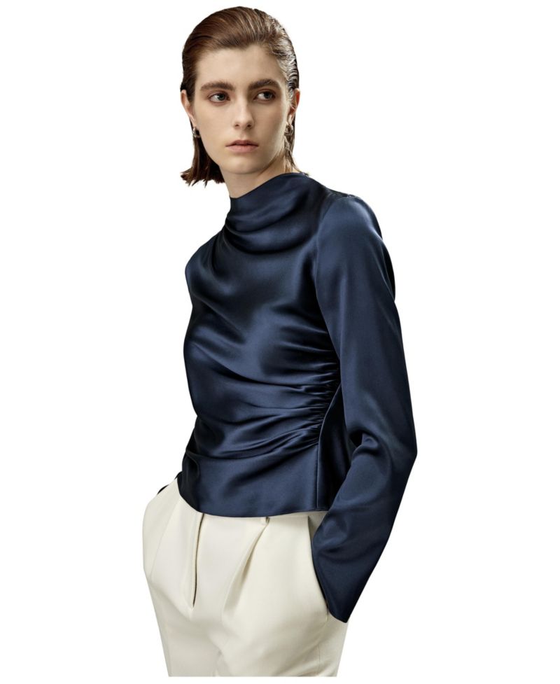 Women's Oblique Wave Silk Blouse