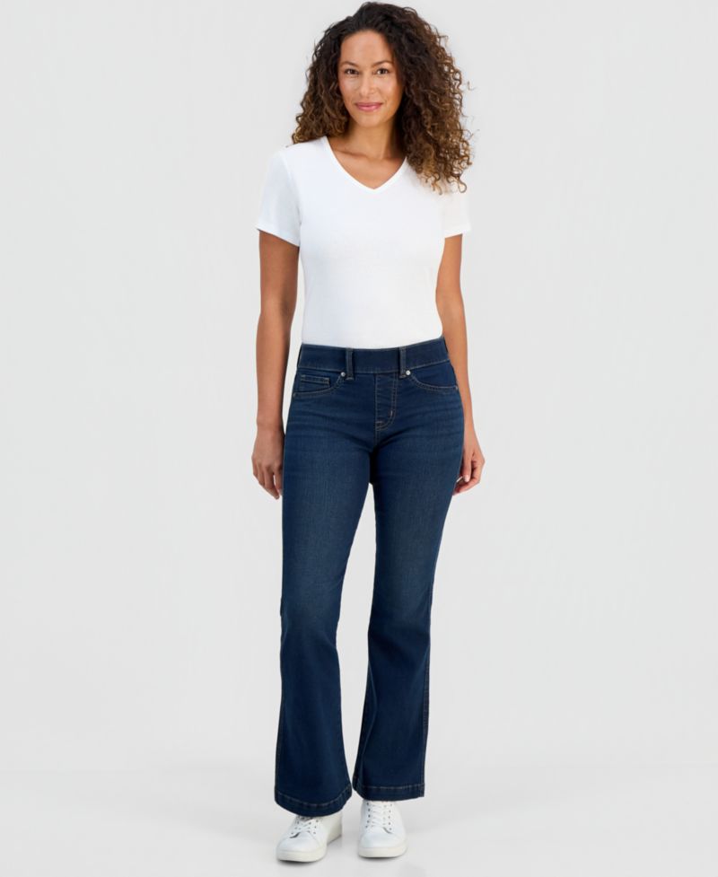 Petite Pull-On Shaping High-Rise Bootcut Jeans