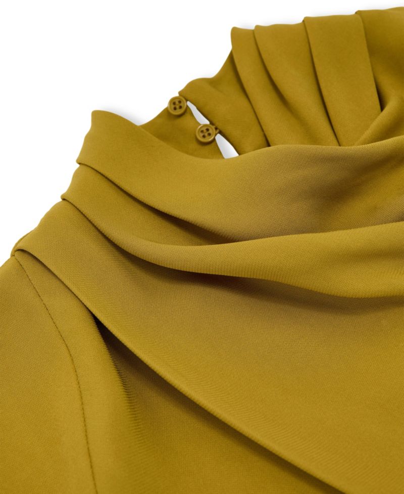 Women's Alma High-Neck Pleat-Detail A-Line Midi Dress