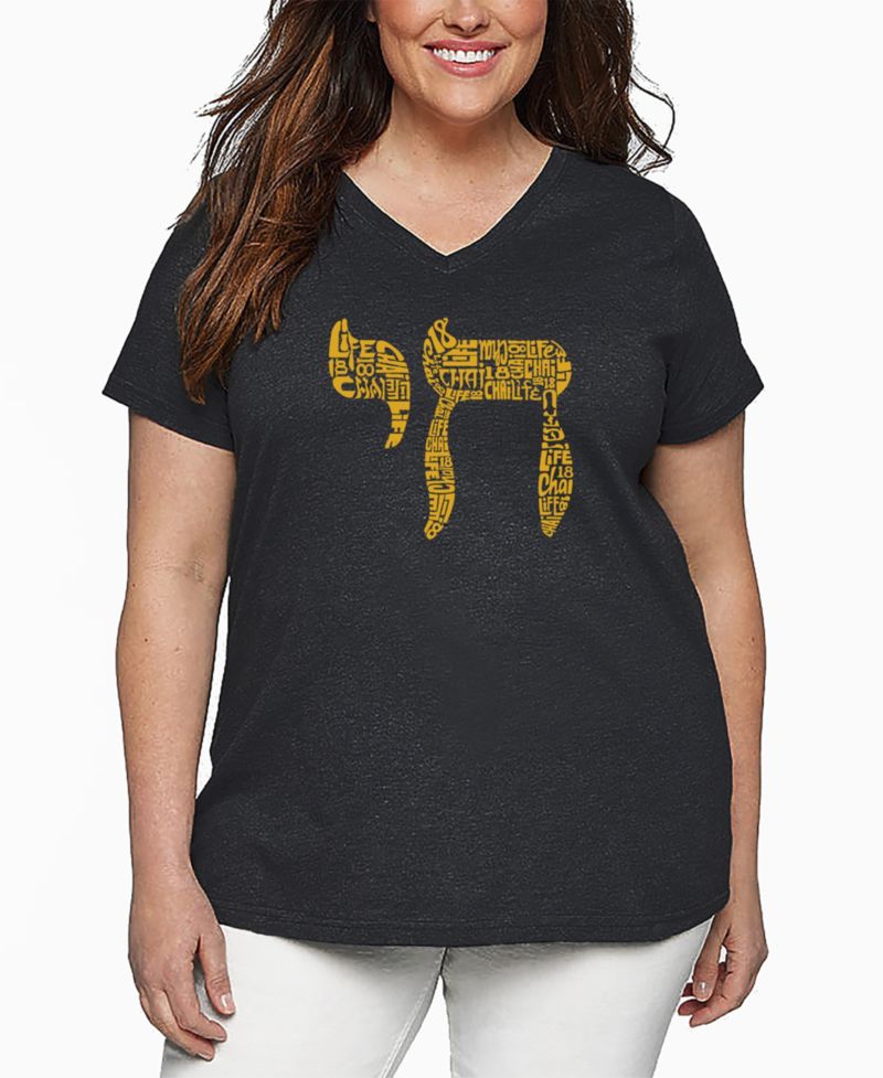 Plus Size Chai Word Art V-Neck T-Shirt