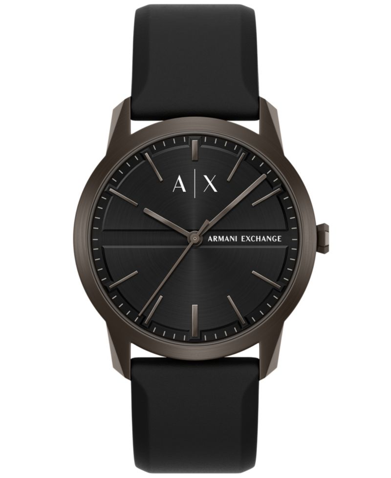 Armani Exchange Men's Quartz Three Hand Black Silicone Watch 42mm