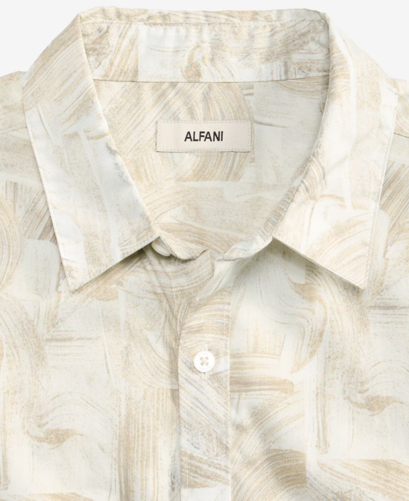 Men's Brushed Geometric Poplin Short-Sleeve Shirt