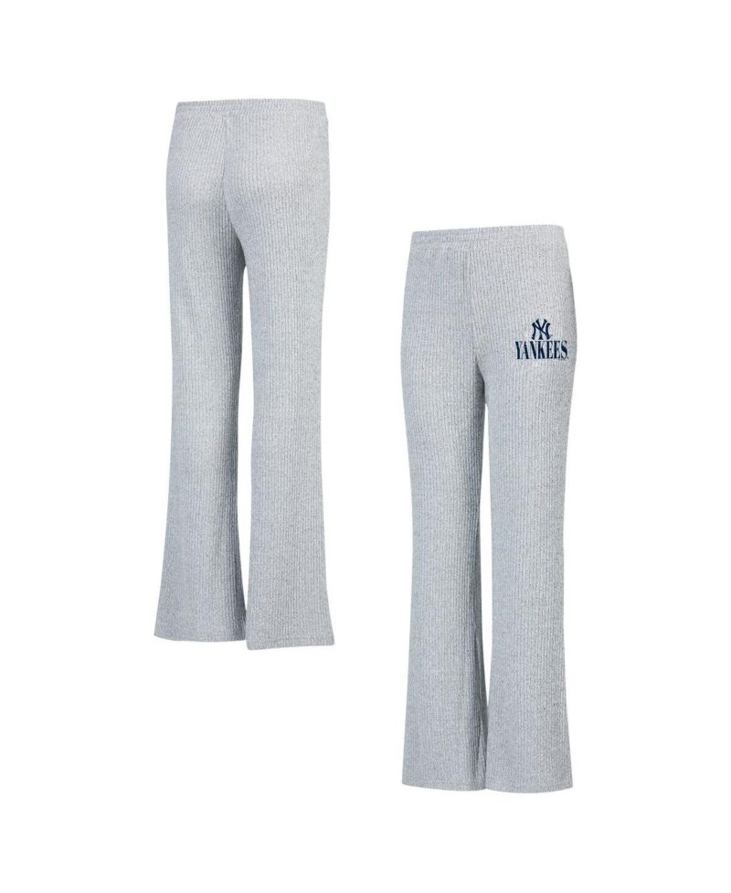 Women's Gray New York Yankees Juniper Rib Knit Flare Sleep Pants