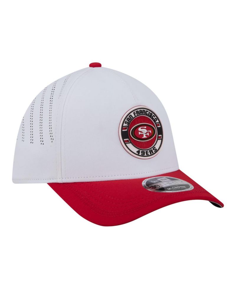 Men's White/Scarlet San Francisco 49ers Patch 39THIRTY A-Frame M-Crown Perforated Flex Hat