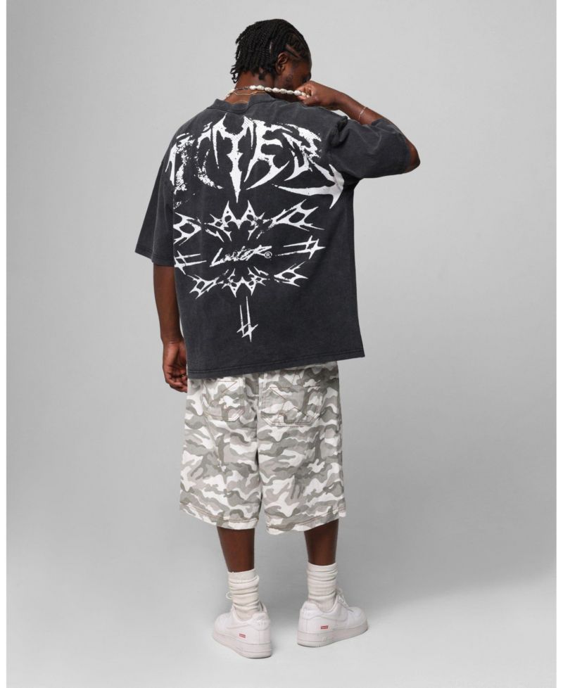 Men's Metal Stacked Vintage Graphic Oversized Dropped-Shoulder T-Shirt