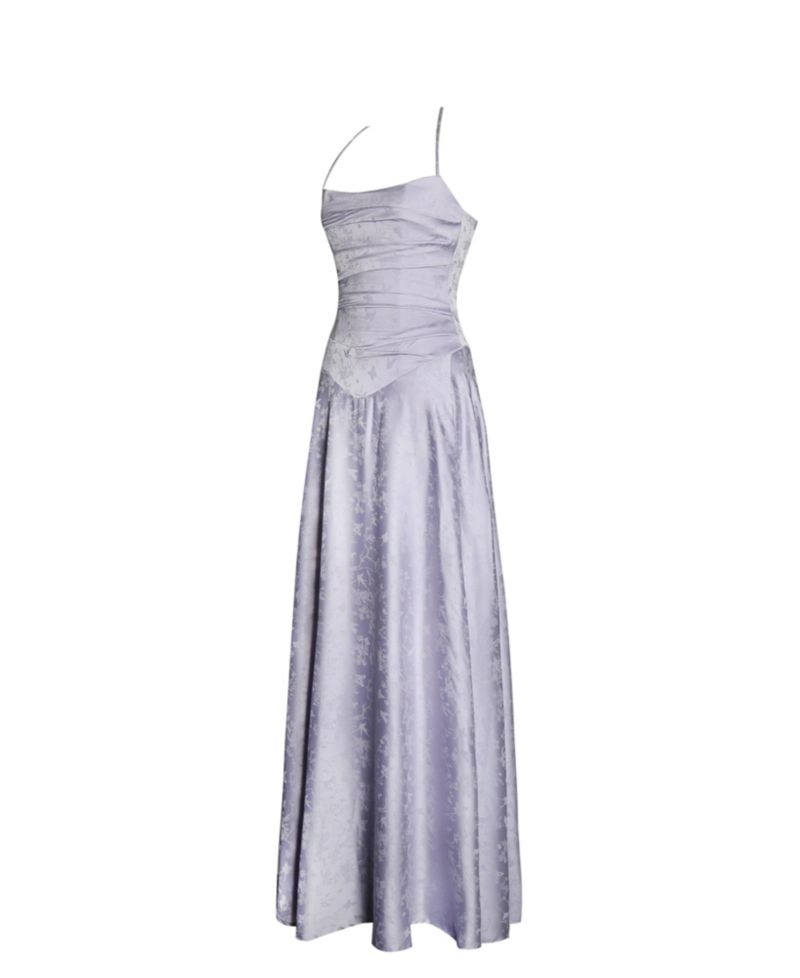Women's Raegan Taro Purple Jacquard Rouched Maxi Dress
