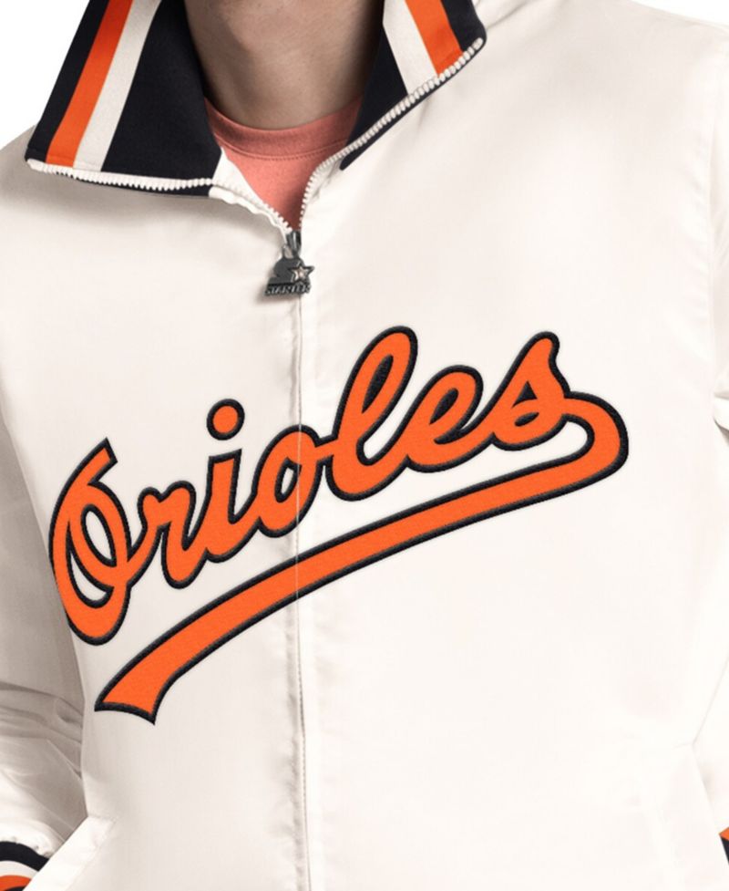 Men's White Baltimore Orioles The Captain Cooperstown Logo Full-Zip Varsity Jacket
