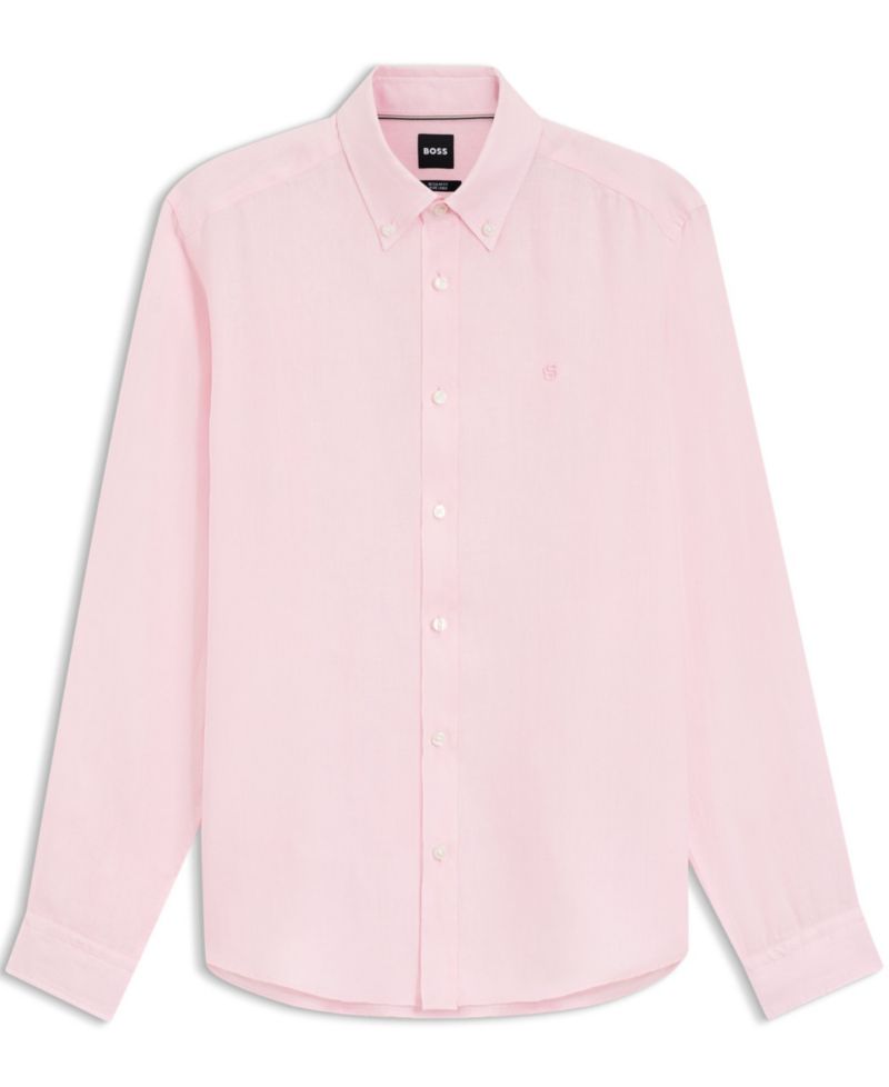 Men's Regular-Fit Button-Down Linen Dress Shirt