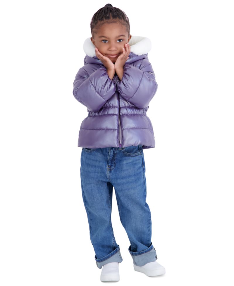 Toddler Girls' 2T-5T Pearlized Peplum Long-Sleeve Puffer Jacket