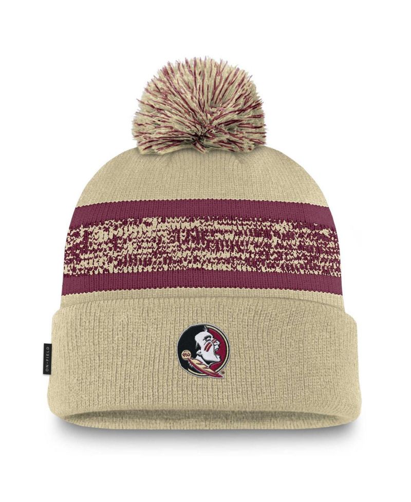 Men's Gold Florida State Seminoles On-Field Peak Cuffed with Pom Knit Hat
