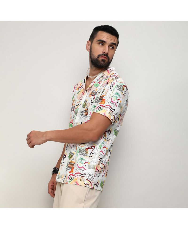 Men's Multicolour Mesh Graphic Shirt