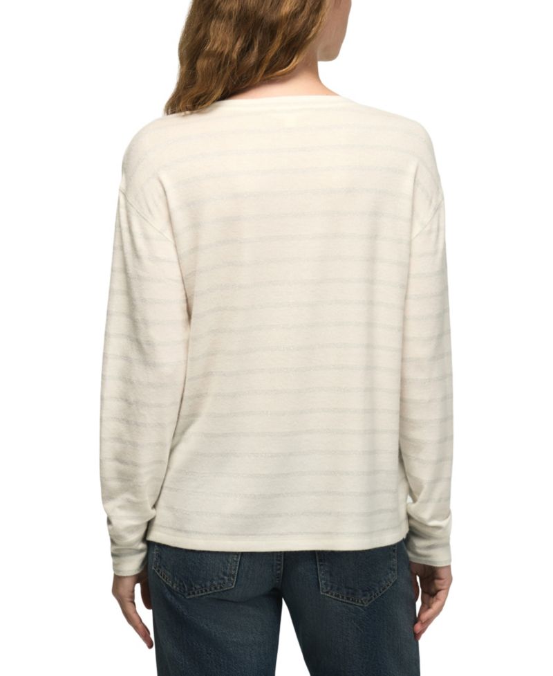 Women's Lucky Cloud Long-Sleeve Metallic Shine Crewneck T-Shirt