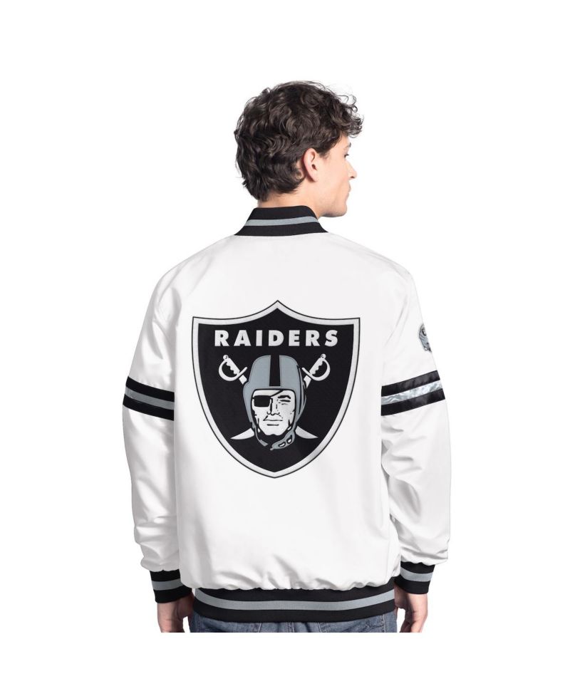 Men's White Las Vegas Raiders Scout Full-Snap Varsity Jacket