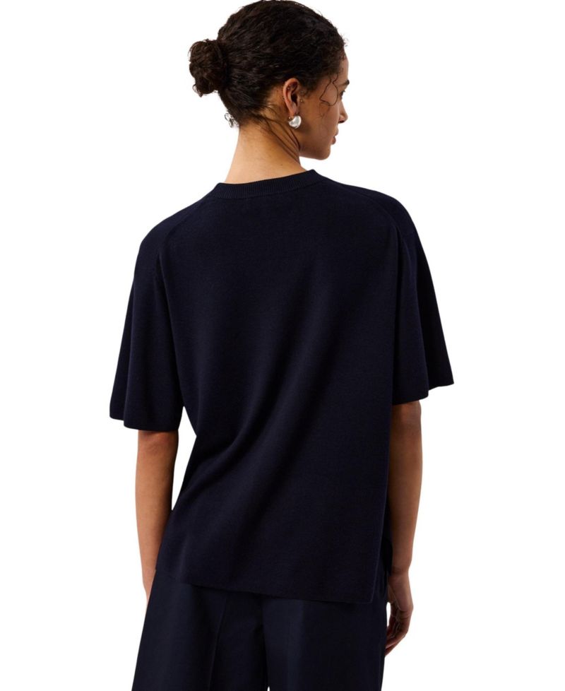 Women's Crewneck Loose Fine Knit Cotton-Blend T-Shirt