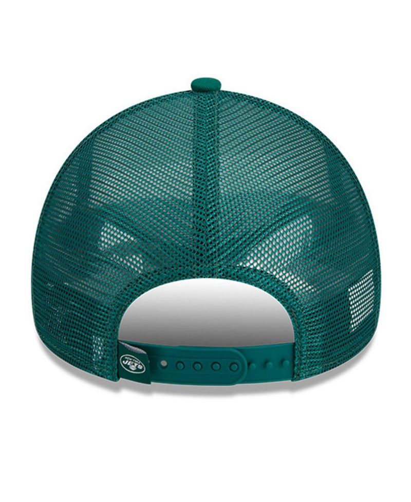 Men's White, Green New York Jets Stacked A-Frame Trucker 9FORTY Adjustable Hat