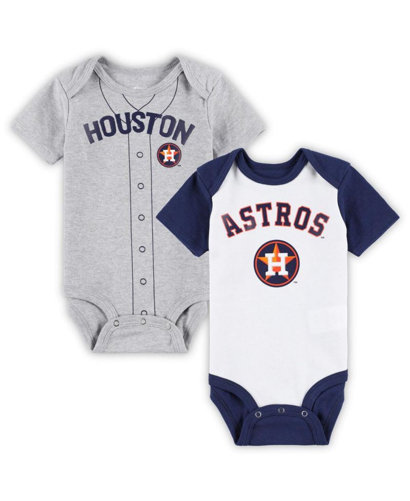 Infant Boys and Girls White and Heather Gray Houston Astros Two-Pack Little Slugger Bodysuit Set