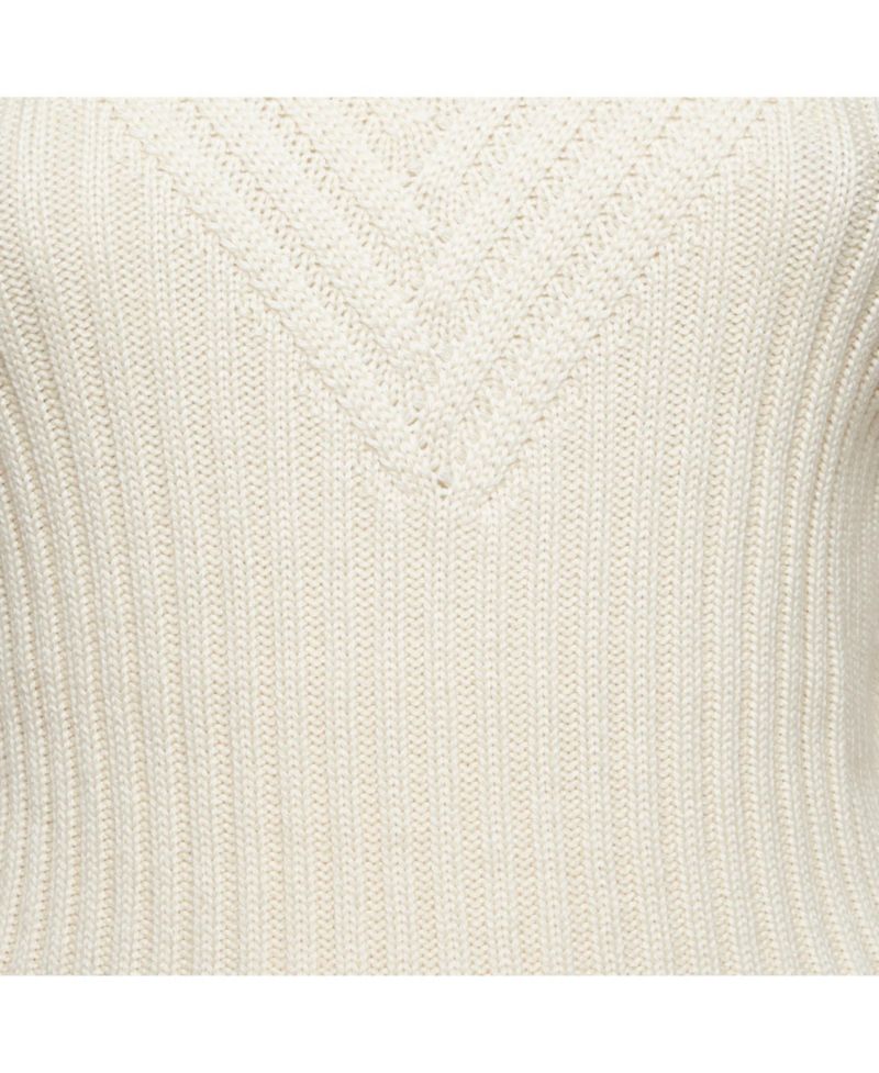 Women's Cream Rib Knit Turtle Neck Sweater