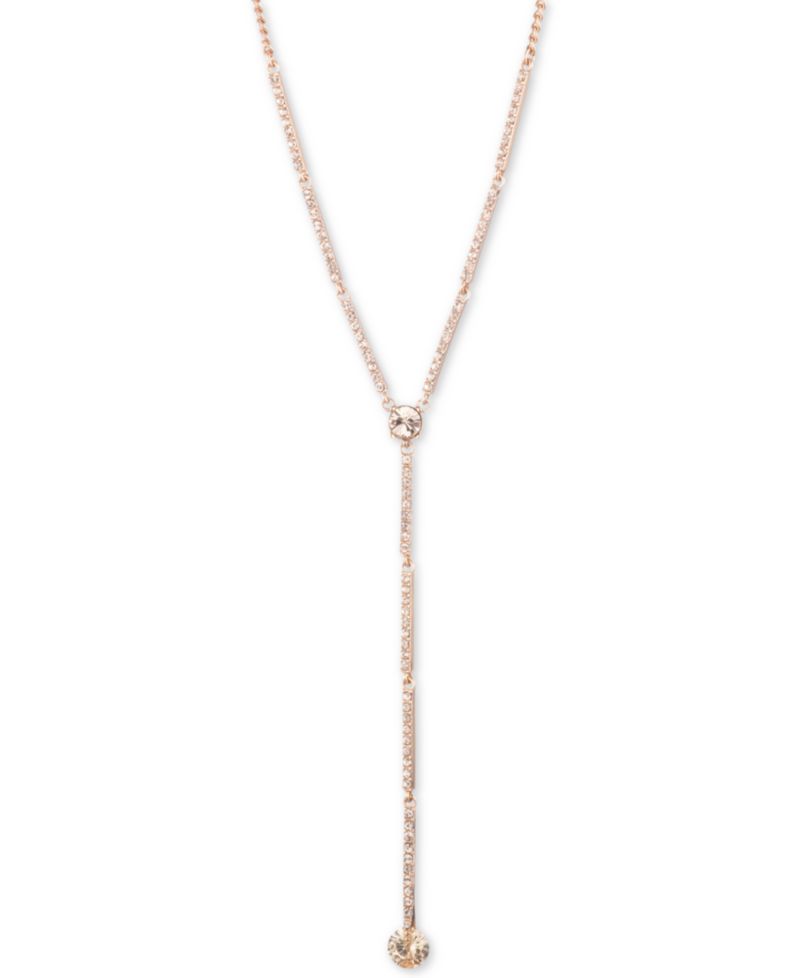 Crystal Lariat Necklace, 16"' + 3" extender