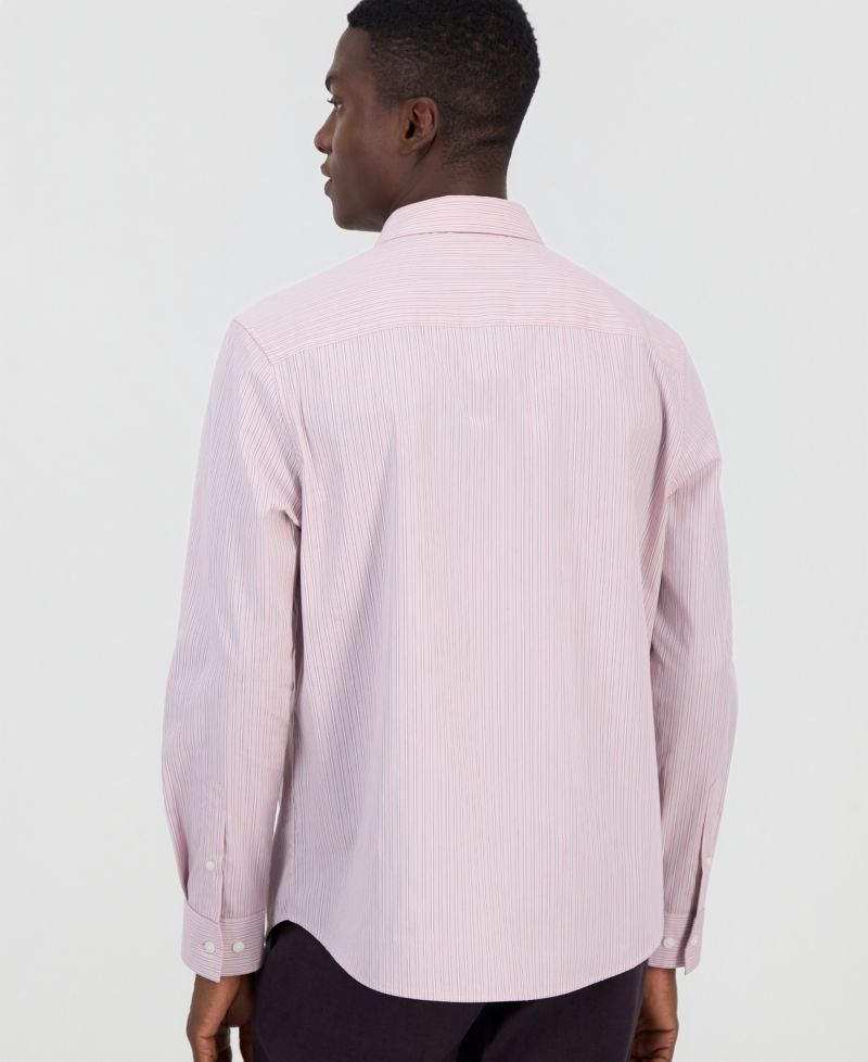 Men's Textured-Stripe Cotton Poplin Shirt, Macy's Exclusive