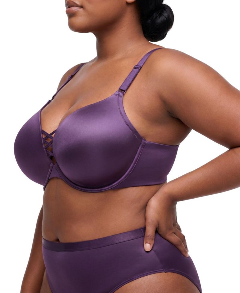 Women's XO Plunge Push-Up Shine Bra with Crisscross Design
