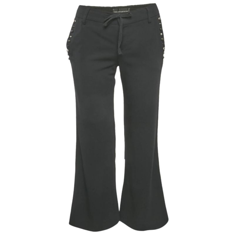 Women's Deluxe Black Cotton Studded Pako Trousers
