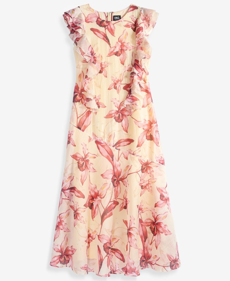 Women's Ruffle Sleeveless Midi Dress
