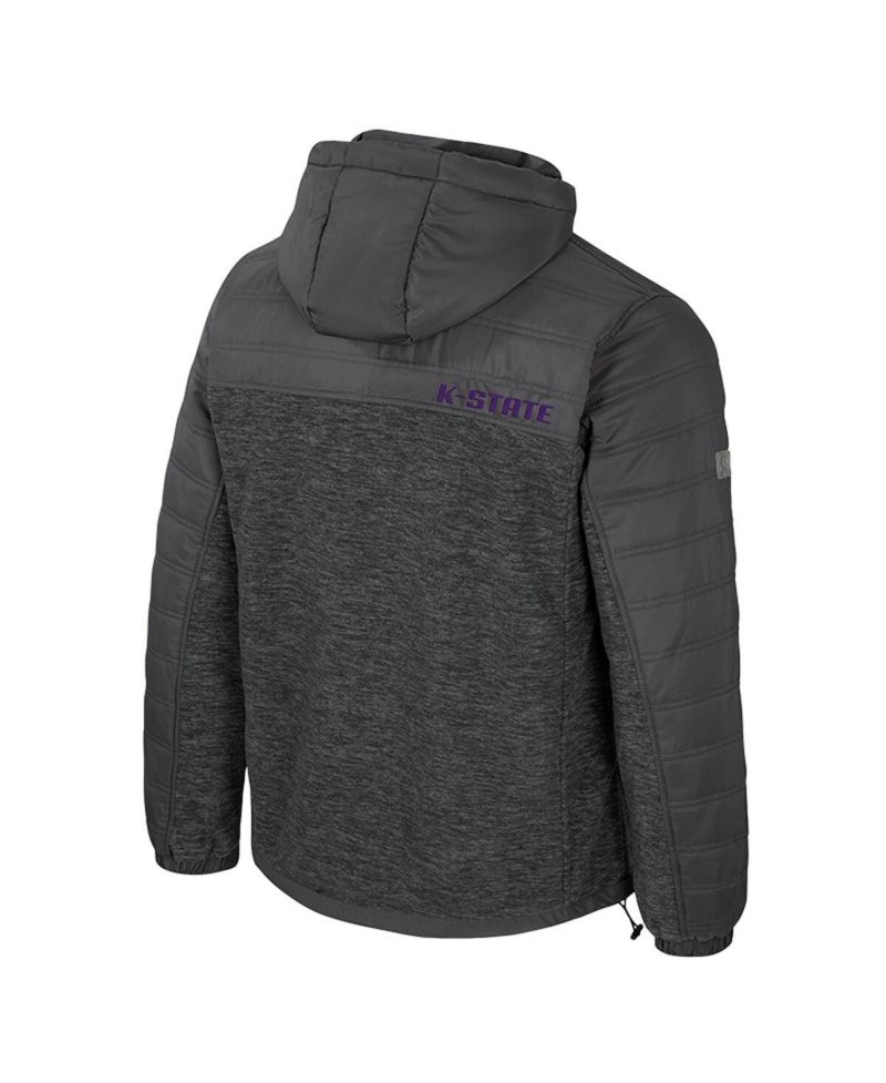 Men's Charcoal Kansas State Wildcats Nightman Full-Zip Hoodie Puffer Jacket