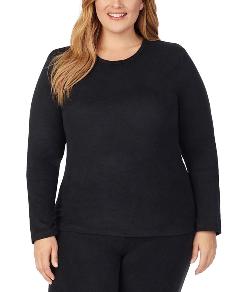Plus Size Long-Sleeve Fleecewear Stretch Top