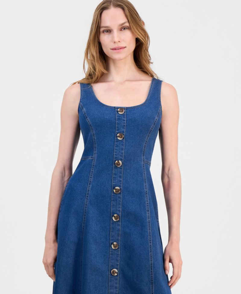 Women's Sleeveless Button-Front Dress