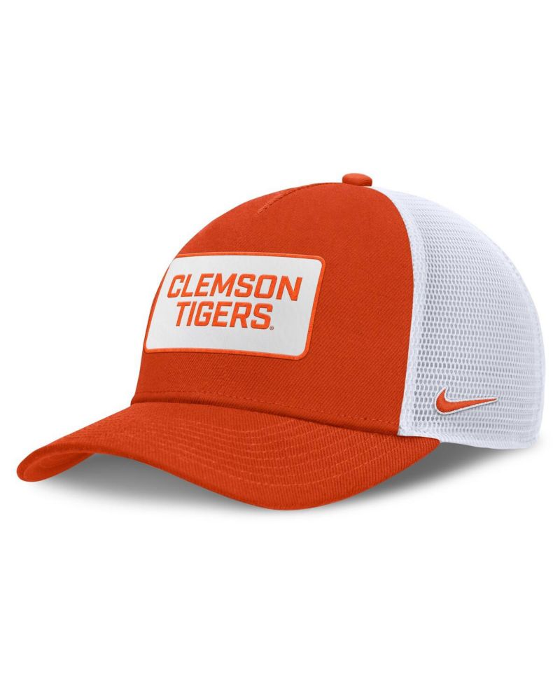 Men's Orange/White Clemson Tigers 2025 On-Field Rise Patch Trucker Adjustable Hat