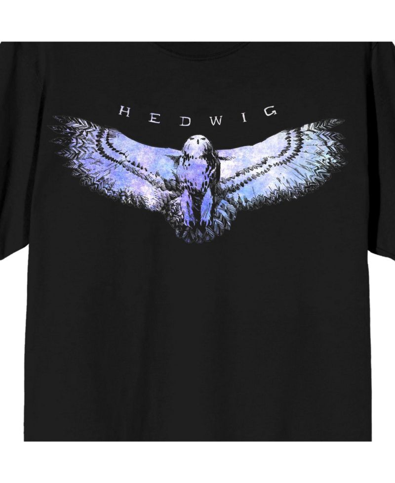 Big & Tall Hedwig The Owl Crew Neck Short Sleeve Black T-shirt-Large