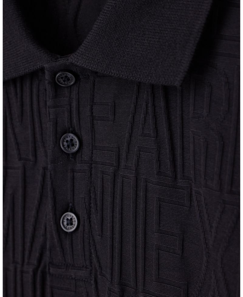Men's Mercerized Jacquard Cotton All Over Logo Polo Shirt