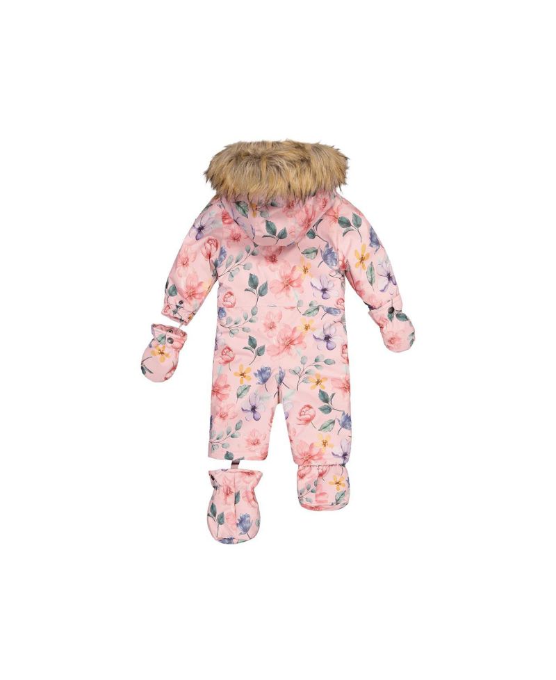 Baby Girls One Piece Snowsuit Adapted for Car Seats Floral Print