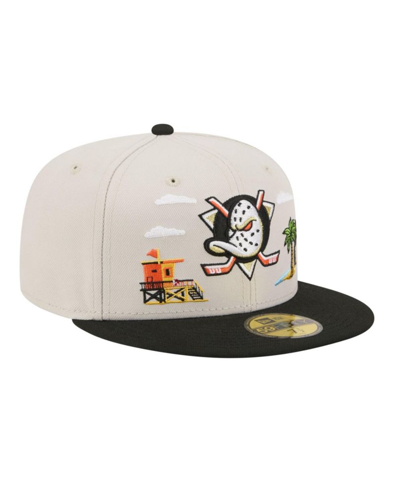 Men's Tan/Black Anaheim Ducks Localized City Icon 59FIFTY Fitted Hat