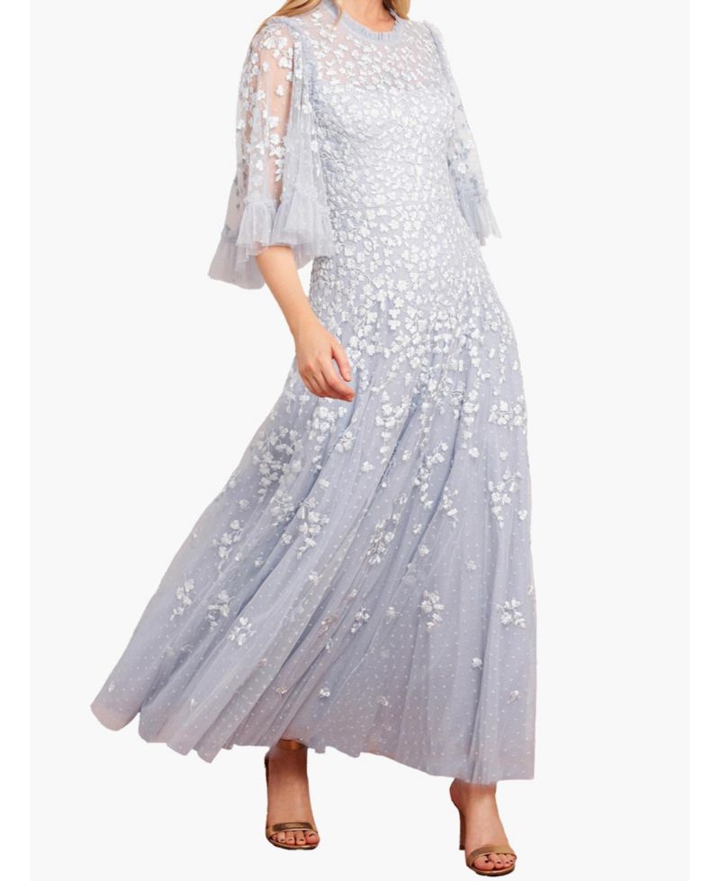 Women's Scatter Blossom Round Neck Ankle Gown
