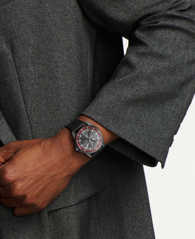 Men's Bold Verso S Swiss Quartz Black Leather Watch, 42mm