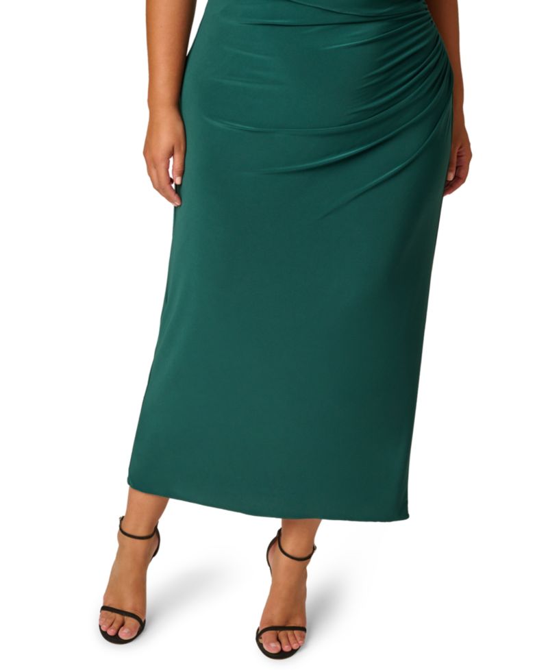 Plus Size Matte Jersey Short-Sleeve Cutout Mock Neck Capelet Dress