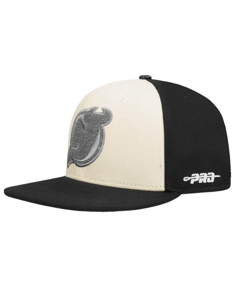 Men's Cream/Black New Jersey Devils French Terry Snapback Hat