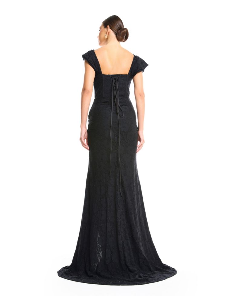 Women's Off-Shoulder Ruched Lace Gown