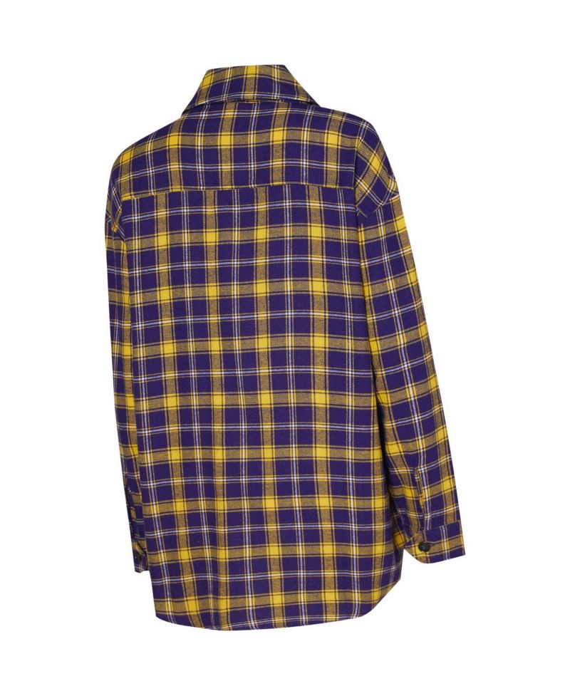 Women's Purple/Gold Los Angeles Lakers Boyfriend Button-Up Nightshirt