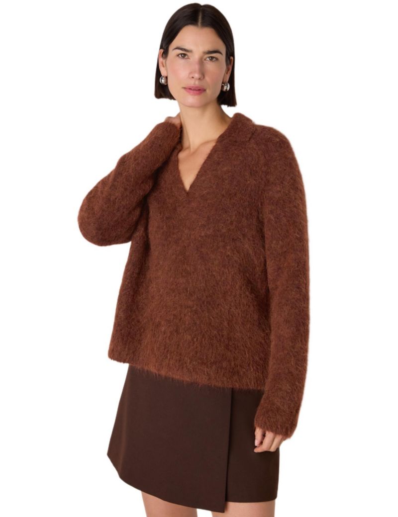 Women's Alpaca Collar Neck Knit Sweater