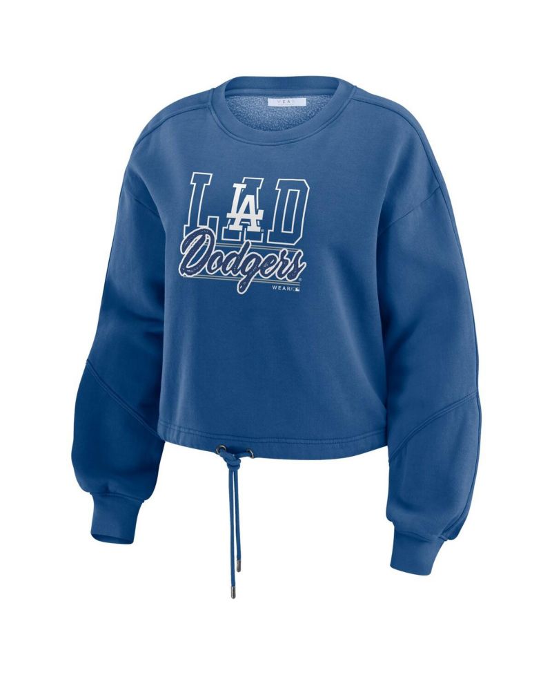 Women's Navy Los Angeles Dodgers Washed Fleece Sweatshirt Shorts Lounge Set