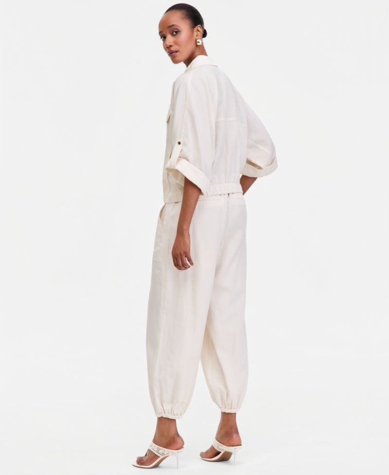 Women's Linen-Blend 3/4-Sleeve Shirt Jacket