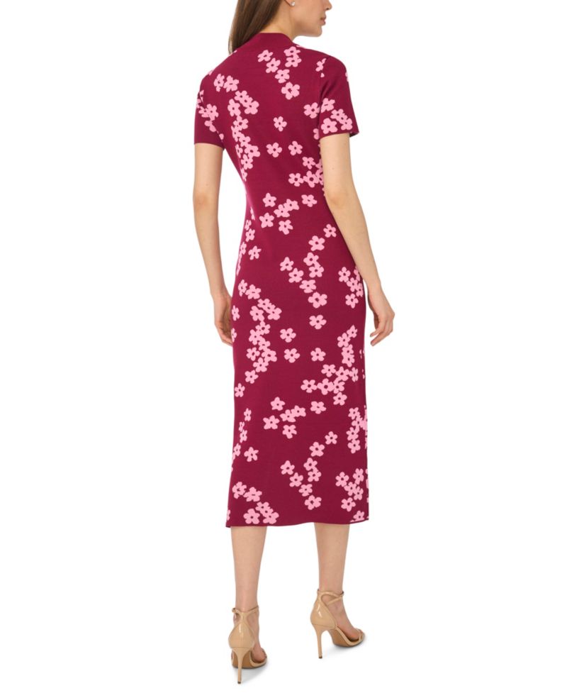 Women's Flower Jacquard Maxi Knit Dress
