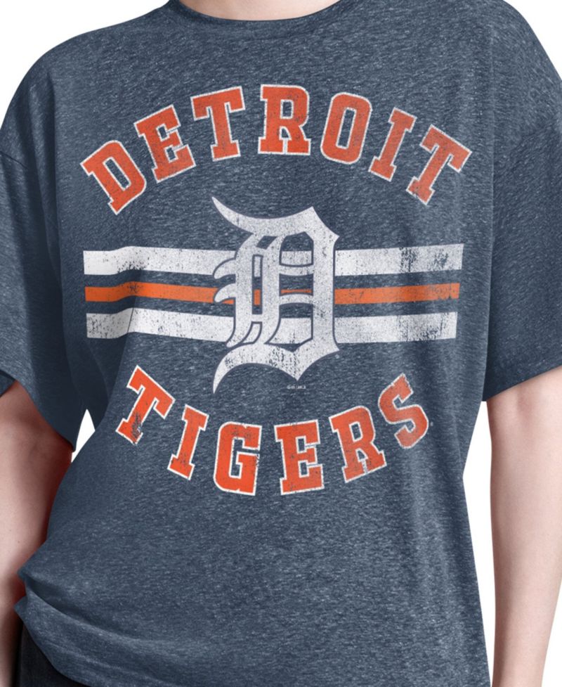 Women's Navy Detroit Tigers Jump Shot Boyfriend Tri-Blend T-Shirt