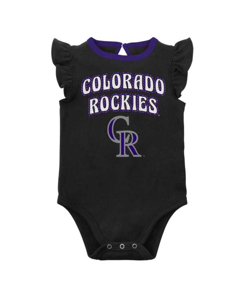 Baby Girls Black, Heather Gray Colorado Rockies Little Fan Two-Pack Bodysuit Set