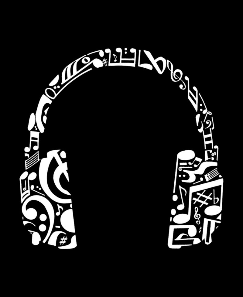 Men's Headphones Music Word Art Graphic Tank Top