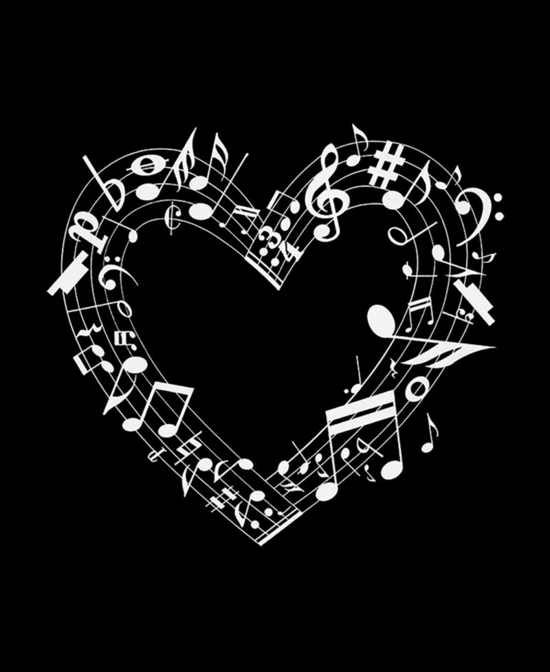 Women's Sheet Music Heart Word Art V-Neck T-Shirt